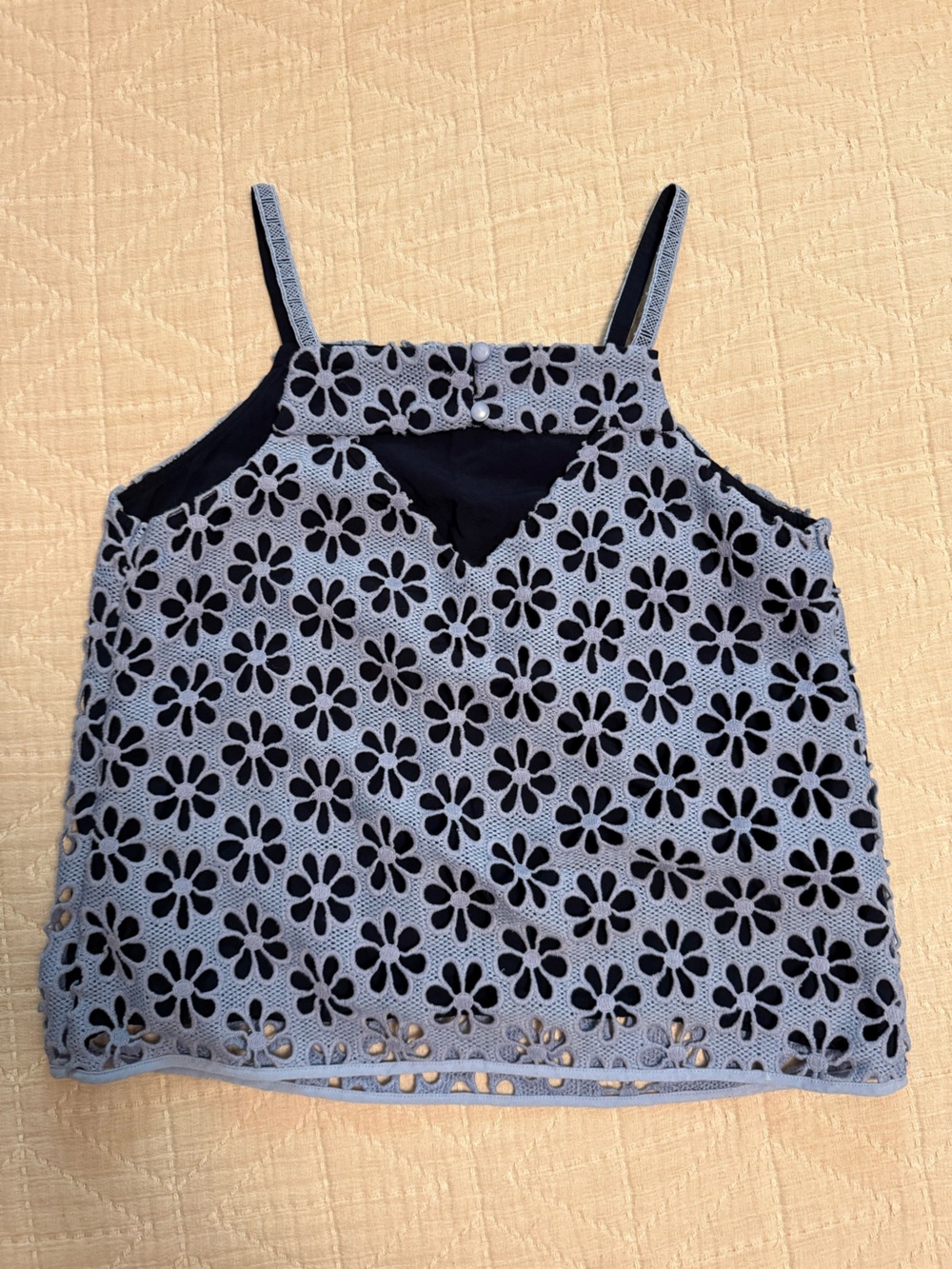 Anthropologie Sleeveless Blue Eyelet Floral Tank Top - Picture 2 of 3